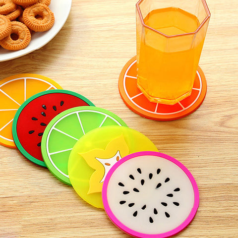 6Pcs/Set Fruit Non Slip Coasters for Drinks