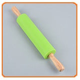 Silicone Rolling Pin Non-stick Surface Wooden Handle