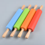 Silicone Rolling Pin Non-stick Surface Wooden Handle