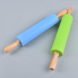 Silicone Rolling Pin Non-stick Surface Wooden Handle